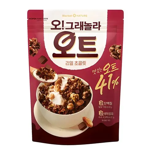 마켓오네이처 오그래놀라 오트 리얼 초콜릿 시리얼 제품 사진