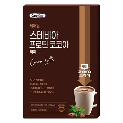케어원 스테비아 프로틴 코코아 라떼 스틱 제품 사진