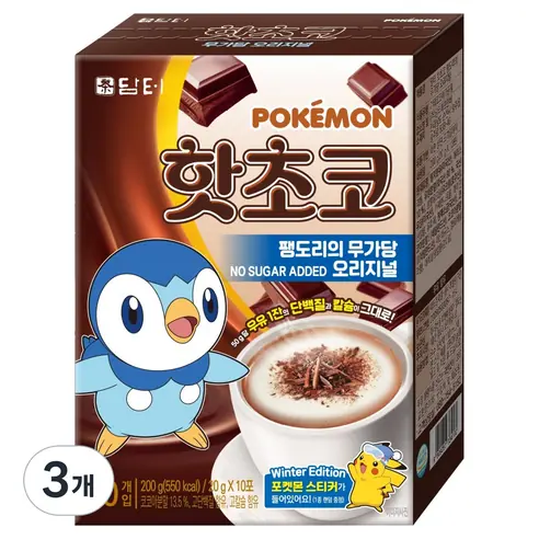 담터 포켓몬 핫초코 팽도리의 무가당 오리지널 제품 사진