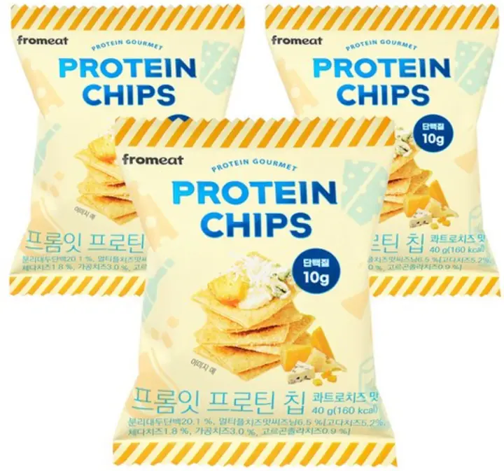 프롬잇 프로틴칩 콰트로치즈 고단백 과자 제품 사진