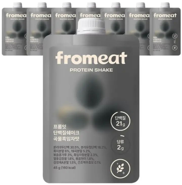 프롬잇 단백질 쉐이크 곡물흑임자맛 파우치 식사대용 미숫가루맛 제품 사진