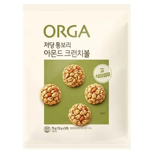 올가홀푸드 저당 통보리 아몬드 크런치볼 5p 제품 사진